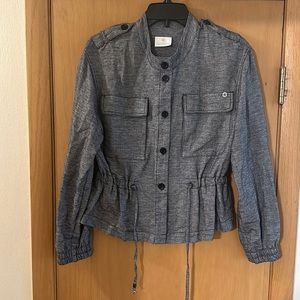 Gomaye Women’s Button Front Tie Waist Lightweight Jacket Black Gray Size 4